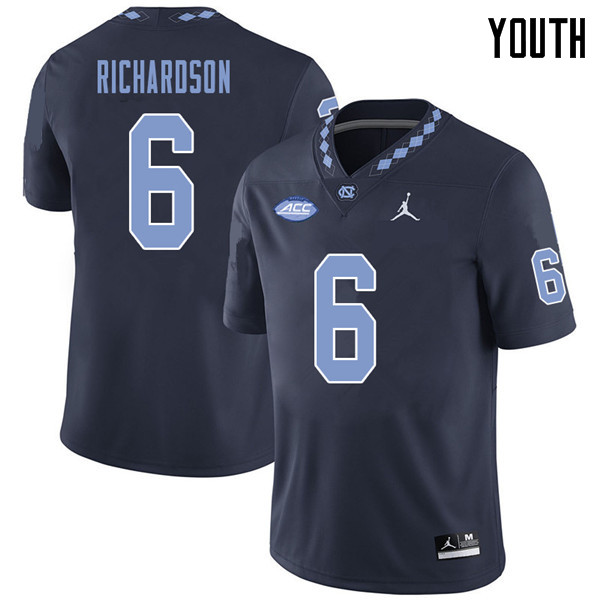 Jordan Brand Youth #6 Bryson Richardson North Carolina Tar Heels College Football Jerseys Sale-Navy